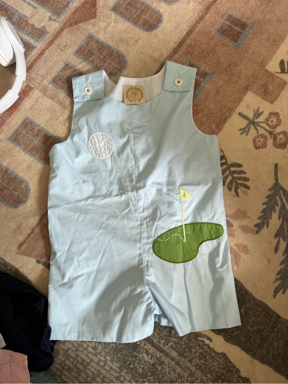 The Beaufort Bonnet Company Light Blue Boys' Golf Appliqué Romper